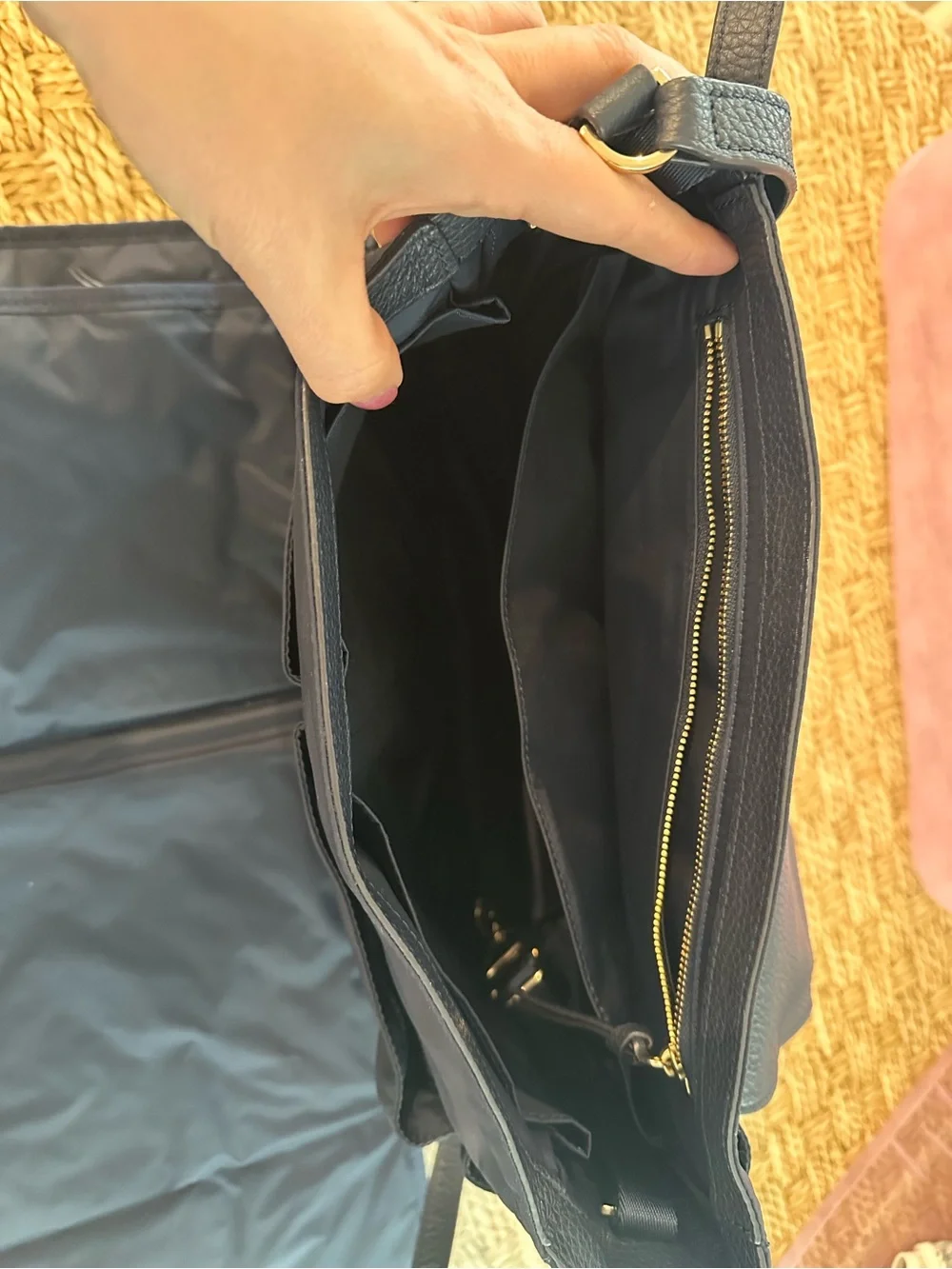 Tory Burch Navy Nylon & Leather Flap Shoulder Bag Diaper Bag